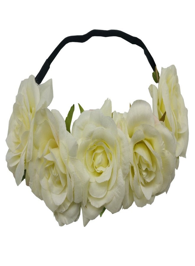Sanrich Rose Flower Crown for Women, Girls - Headbands, Realistic Hair Crown, Floral Head Piece, Maternity Photoshoot Wreath (cream) - Image 1